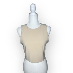 NWT Alice + Olivia Air Pale Nude Sleeveless Cropped Zip Up Top with Back Cut Out